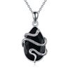 Sterling Silver Black Obsidian Tourmaline Crystal Snake Necklace Jewelry as Gifts