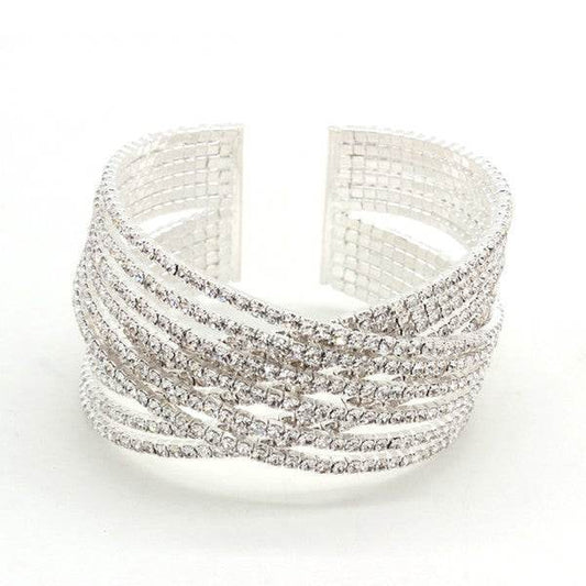 CHUNKY RHINESTONE CRISS CROSS BRACELET
